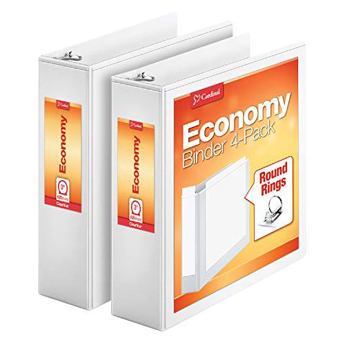 Cardinal Economy 3 링 바인더, 3 인치, Presentation 뷰, 화이트, Holds 625 시트, Nonstick, PVC 프리, 2 팩 of 바인더 (79530)