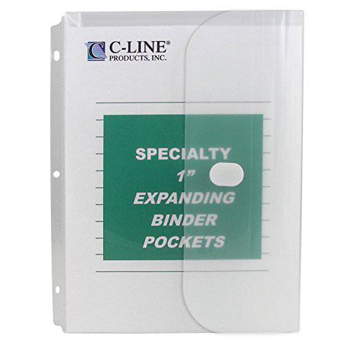 C-Line Biodegradable Acid-Free 폴리 바인더 포켓 1-Inch 거셋, 사이드 Loading, 클리어, 10 포켓 per 팩 (33747)
