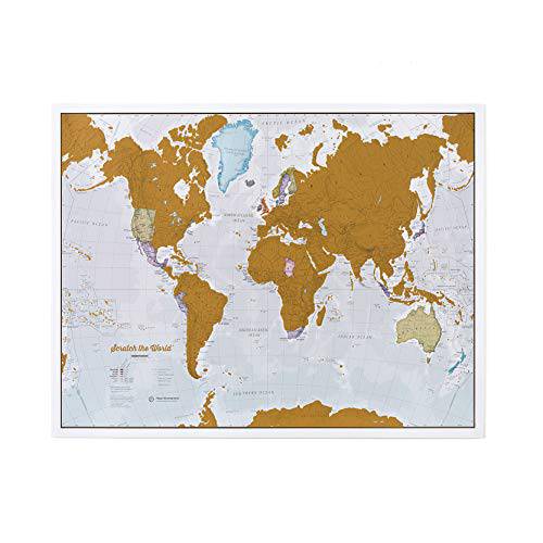 스크레치,긁는 지도 포스터 - 여행용 선물 + 보너스 USA 스크레치 지도 - 국제적인 지도 - 50 Years 지도 제작 - 지도제작 자세한묘사 특징 국가 & 주 경계