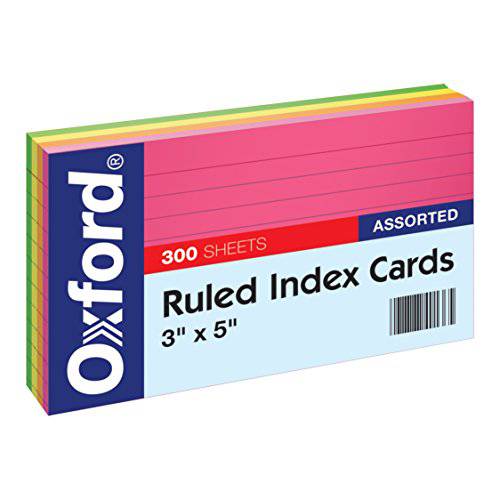 Oxford 네온 인덱스 카드 3 X 5 줄이있는 다양한 컬러 300 Per 팩 81300EE