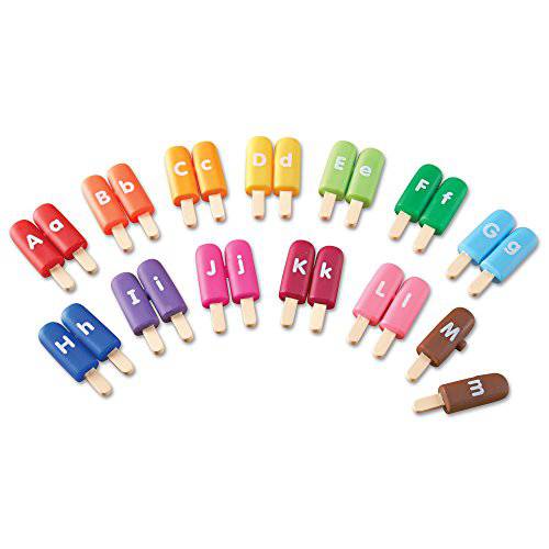 Learning Resources Smart Snacks Alpha Pops 알파벳 매칭 장난감, 대문자 소문자 구분 장난감, 소근육 발달 장난감, 26개의 양면 조각, Ages 2+,  다양한 색상