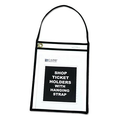 C-Line Shop 티켓 홀더 스트랩, Stitched, 블랙, Both Sides 클리어, 9 x 12, 박스 of 15 (41922)
