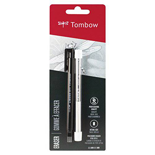 Tombow 57317 Mono Zero Eraser Value Pack, 2.5mm 직사각형모양. 정확한,세밀한 팁, 펜 스타일 지우개, 리필 포함