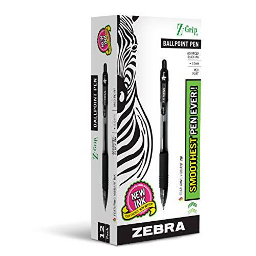 Zebra Pen Z-Grip 계폐식 볼펜 미디엄,중간 Point 1.0mm 블랙 잉크 - 12 개