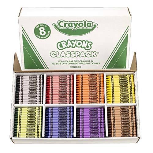 Crayola  크레용 클래스팩, 학교 도구, 레귤러 사이즈, 8 컬러, 800 Count