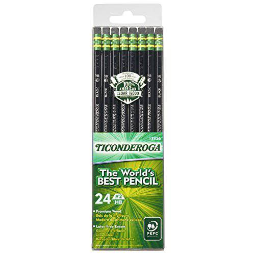 Ticonderoga 연필 나무케이스 흑연 ,2HB Soft, Black, 24-Pack (13926)