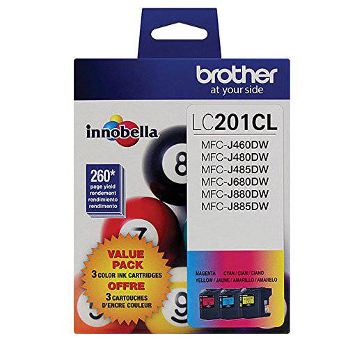 Brother LC201 (C, M, Y) 3- 팩 토너,잉크토너 in 리테일 포장, 패키징