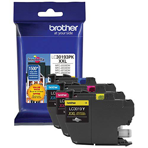 Brother  프린터 LC30193PK 슈퍼 고수율, 고성능, 높은 출력량 XXL 3 팩 잉크 카트리지- 1 EA: Cyan/ Magenta/ Yellow 잉크