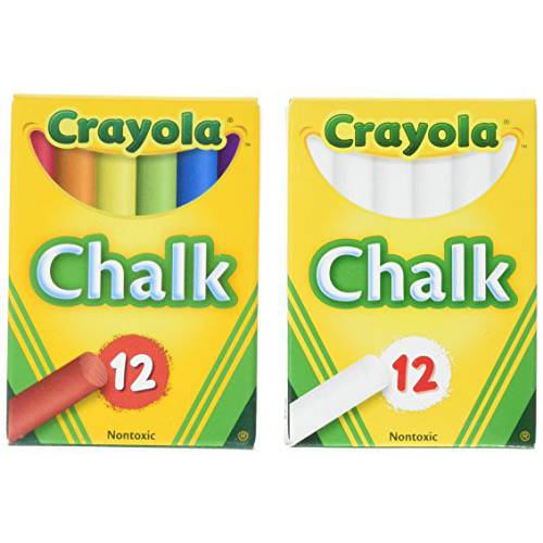 Crayola 무독성 White 분필(12 ct box) and 컬러 분필(12 ct box) 번들,묶음