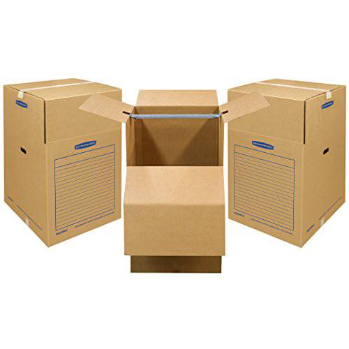 Bankers Box SmoothMove 옷장 이사 Boxes, 숏, 20 x 20 x 34 인치, 3 팩 (7710902)
