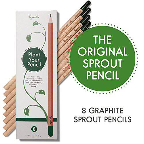 Sprout  Original, 오리지날, 오리지날, 오리지날 에디션 | 8 팩 | 흑연 Plantable 연필 씨드 in Eco-Friendly 우드 | 지속가능 문방구 선물