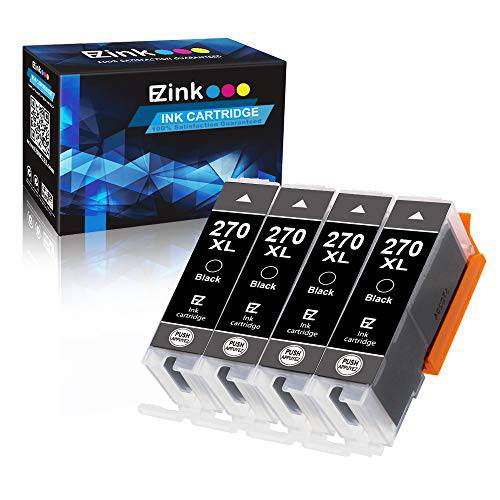 E-Z Ink ( TM) 호환가능한 잉크카트리지, 프린트잉크 교체용 캐논 PGI-270XL PGI 270 XL to 사용 PIXMA MG6821 TS6020 MG6820 MG5720 MG5721 MG5722 TS5020 TS8020 TS9020 MG7720 프린터 (라지 블랙, 4 팩)