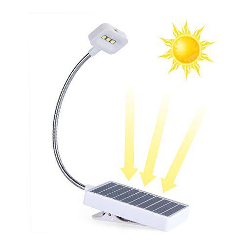 태양광 LED 북 라이트, 태양광 Eco and USB 충전, Glowseen  소프트 클립 독서 램프, 조절가능 2-Level 밝기, Best 독서 in 침실용