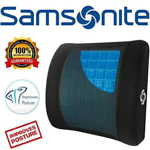 Samsonite SA6086 - 가벼운 냉각 젤이있는 요추지지 베개 [냉각 효과는 주관적이고 개인 감도에 따라 다릅니다] - 허리 통증 완화에 도움 - 프리미엄 메모리 폼