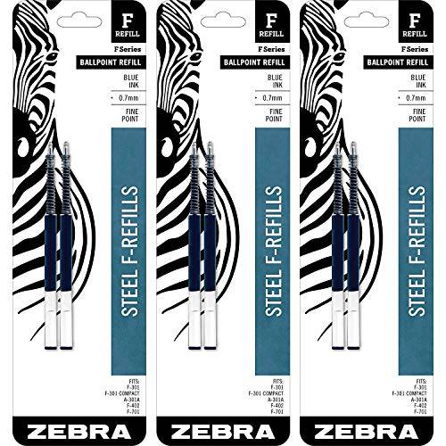 Zebra F-Refill, 0.7 Millimeter, 블루 잉크, 2 Count (팩 of 3)