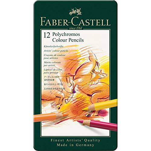Faber Castell F110012 Polychromos 컬러 펜슬,색연필 TIN of 12