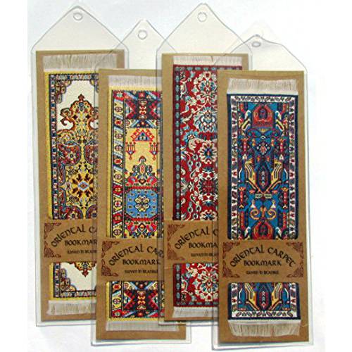 Oriental Rug 카페트 책갈피 (세트 of 4) 다양한 디자인- 아름다운, 우아한, 직물 천 책갈피