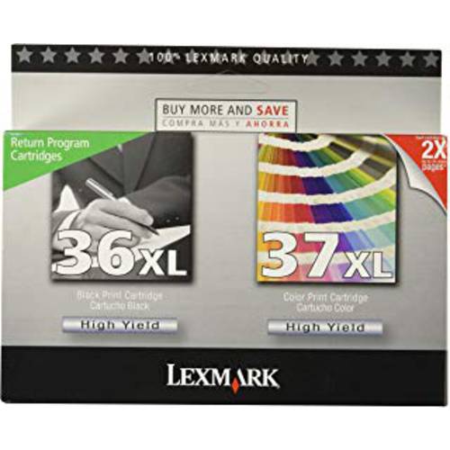 Lexmark 18C2249 36XL 37XL X3650 X4650 X5650 X6650 X6675 Z2420 잉크카트리지 프린트잉크 (블랙 컬러 & 2-Pack) in 소매용 포장 패키징