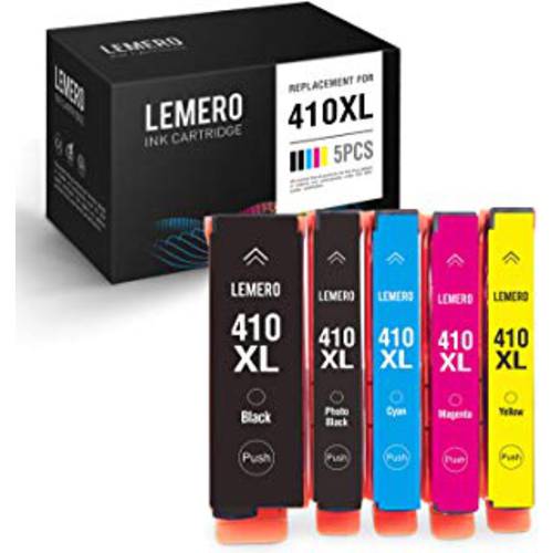 Lemero  재충전, 재생산 잉크카트리지, 프린트잉크 교체용 Epson 410XL ( 블랙, Cyan, Magenta, Yellow, 5-Pack )