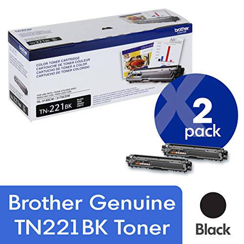 Brother  정품 TN221BK 2-Pack 스탠다드 출력,수율 블랙 토너,잉크토너 카트리지 대략 2, 500 페이지 출력,수율/ 카트리지