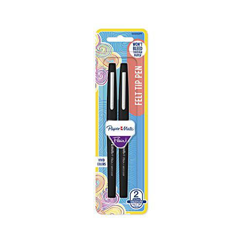 Paper Mate 8432452PP Flair 펠트 팁 Pens,펜 미디엄,중간 Point 0.7mm Black 2 Count