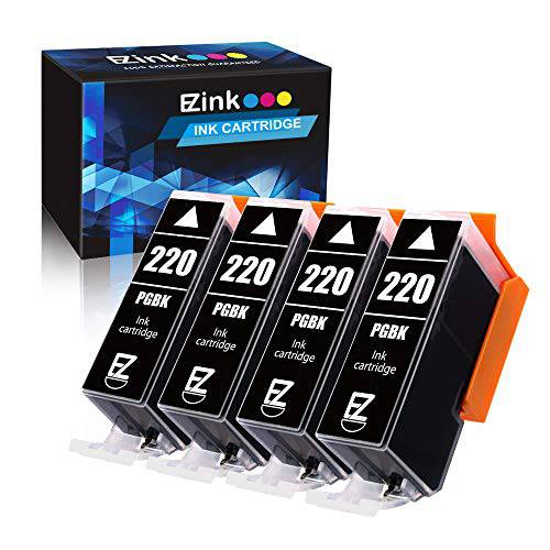E-Z Ink ( TM) 호환가능한 잉크카트리지, 프린트잉크 교체용 캐논 PGI-220 PGI220 to 사용 MX860 MX870 MP560 MP620 MP640 MP980 MP990 IP3600 IP4600 iP4700 프린터 (라지 블랙, 4 팩)