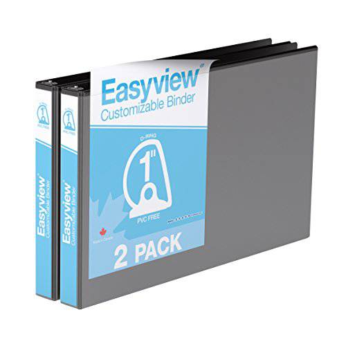 Easyview 프리미엄, 앵글 D 링, 맞춤형, 11x17 인치, Spreadsheet 뷰 바인더, 2 팩 (블랙, 1)