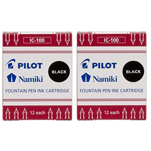 Pilot Namiki IC100 만년필 잉크카트리지, 프린트잉크, 블랙, 12 카트리지 per 팩 (팩 of 2)