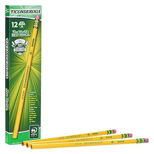 Ticonderoga 연필, 나무케이스, 3HB Hard, 파인,가는, Yellow, 12-Pack (13883)