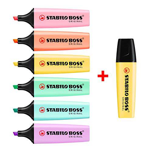 STABILO BOSS Original 오리지날 파스텔 형광펜 하이라이터 Pens 펜, 형광펜 하이라이터 마커 마카 - Bumper Pack of 7