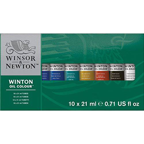 Winsor& Newton Winton 오일 컬러 페인트 베이직 세트, Ten 21ml Tubes