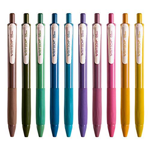 Writech 개폐식 젤펜, 잉크펜 퀵 드라이 잉크 펜 파인포인트팁, 가는 심, 가는 촉 0.5mm 10 다양한 독특한 빈티지 컬러 일기,저널, 드로잉, 낙서, and Notetaking (빈티지 2)