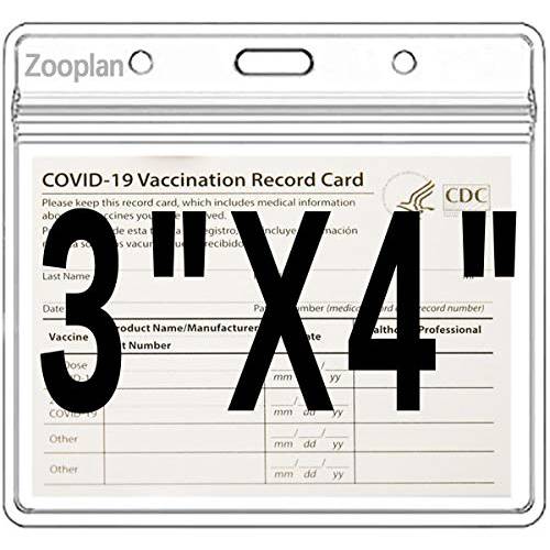 방수 Vaccination 카드 보호 3 X 4 인치 Vaccine 카드 커버 Immunization LP레코드 카드 홀더 클리어 비닐 플라스틱 슬리브 밀봉가능,밀봉 Zip (3 팩)