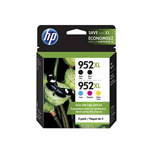 HP 952XL/ 952XL (6ZA00AN) 잉크 카트리지 (Cyan Magenta Yellow 블랙) 5-Pack in 리테일 포장, 패키징