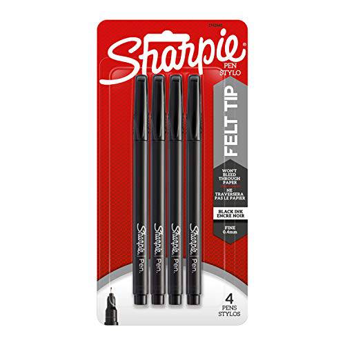 Sharpie 펜 파인포인트팁, 가는 심, 가는 촉 펜, 4 블랙 펜 (1742661)