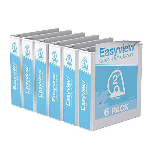 Easyview 프리미엄, 앵글 D 링, 맞춤형, 뷰 바인더, 6 팩 (2, 화이트)