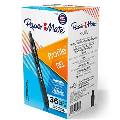 PaperMate 젤펜, 잉크펜, 프로파일 개폐식 펜, 0.7mm, 블랙, 36 Count