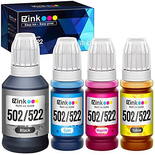 E-Z 잉크 (TM) 호환가능한 잉크 병 교체용 Epson 502 T502 고수율, 고성능, 높은 출력량 to 사용 ET-15000 ET-2760, ET-3710, ET-2750, ET-3700, ET-4760, ET-3750, ET-3760 프린터 (블랙, Cyan, Magenta, Yellow, 4 팩)