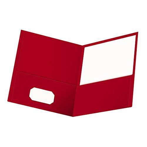 옥스퍼드 Twin-Pocket 폴더,홀더,화일홀더, Textured 용지,종이, 레터 사이즈, 레드, Holds 100 시트, 박스 of 25 (57511EE)