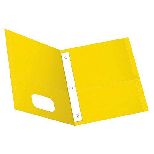 옥스퍼드 Two-Pocket 폴더,홀더,화일홀더 w/ 고정장치, Yellow, 레터 사이즈, 25 per 박스 (57709)