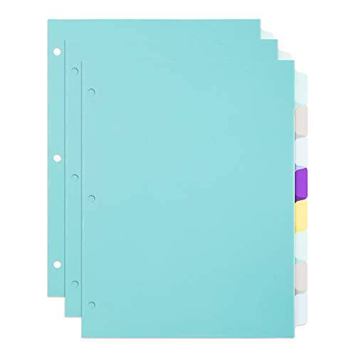 아마존 Basics 8-Tab 플라스틱 바인더 디바이더, Write& Erase 다양한색 탭, 3 세트