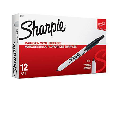 Sharpie 32701 개폐식 유성펜, 유성 마커, 유성 매직,  파인포인트팁, 가는 심, 가는 촉, 블랙, 12 Count