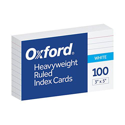 옥스퍼드 Heavyweight 줄이있는 인덱스 카드, 3 x 5, 화이트, 100 Per 팩 (63500)