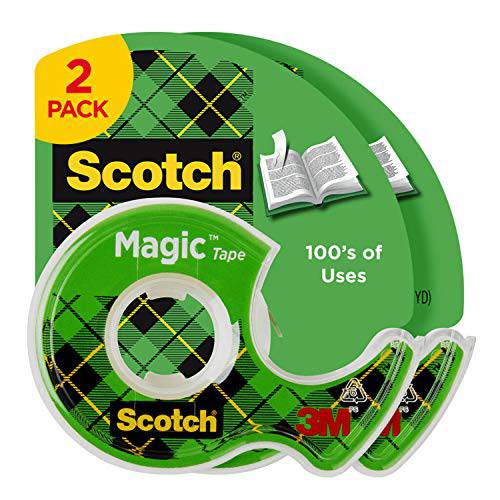 Scotch 매직 테이프, 2 Rolls, 다양한 사용목적, 보이지않는, 설계 리페어링, 1/ 2 x 750 인치, 디스펜서 (119SDM-2)