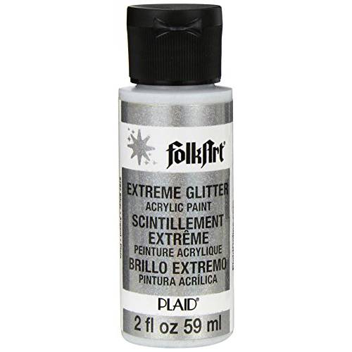 FolkArt 익스트림 글리터, 빤짝이 아크릴 페인트 in 다양한 컬러 (2 oz), 2787, 실버