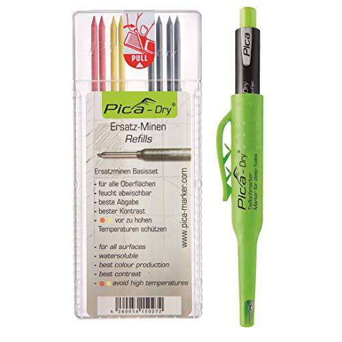 Pica-Dry Longlife 자동 펜슬 Pica-Dry 10 팩 리필 (Multi-Color, 워터 Soluble) 30402