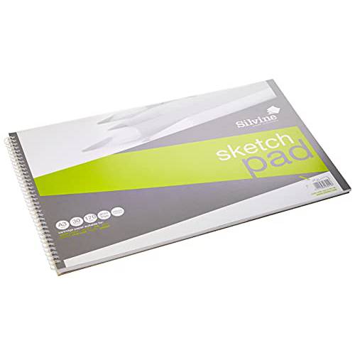 Silvine A3+ 스프링철 스케치 패드. 60 페이지 (30 시트) 170gsm 부드러운 카트리지 용지,종이. Ref 473