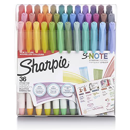 Sharpie S-Note Creative 마커, 형광펜, 다양한 컬러,  형광펜팁, 형광펜촉, 누운촉, 누운팁, 36 Count