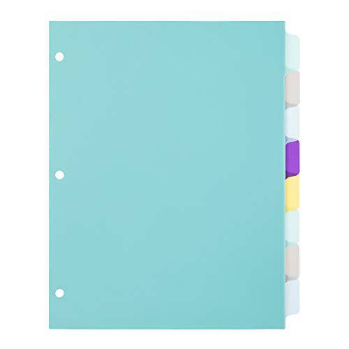 아마존 Basics 8-Tab 플라스틱 바인더 디바이더, Write& Erase 다양한색 탭, 6 세트
