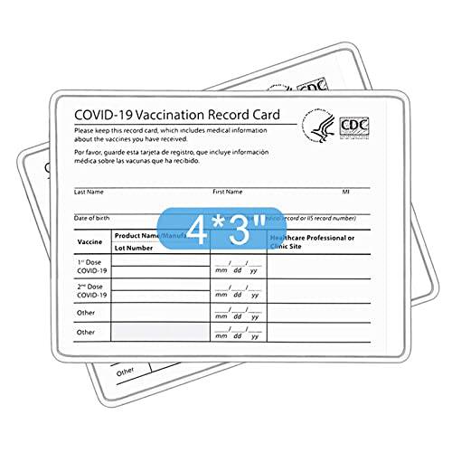 2 팩 - CDC COVID-19 Vaccine 카드 홀더 사무용 여행용, 4X3 인치 방수 Vaccine 카드 보호, 플라스틱 투명 CDC Vaccination 카드 보호